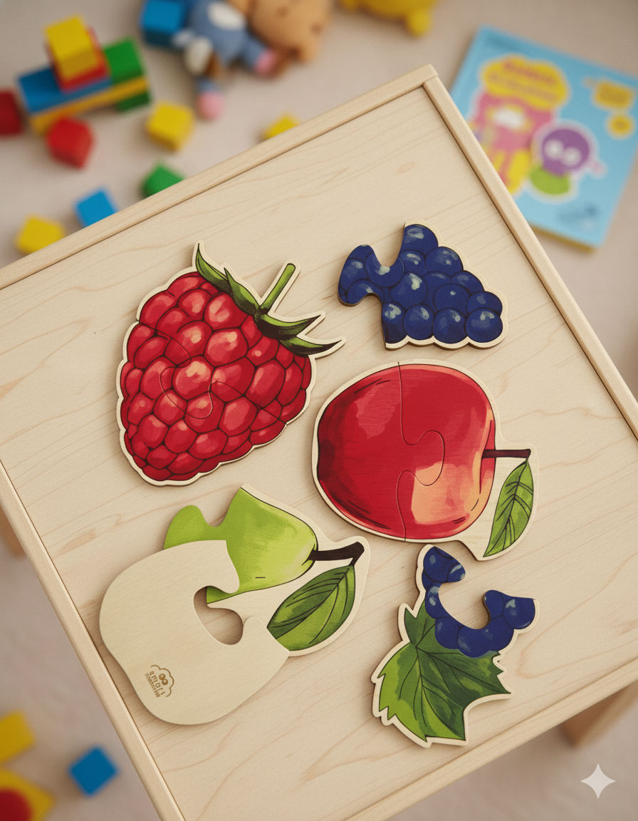 Wooden two-piece puzzle – Fruits