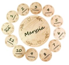 Drewniane tabliczki z miesiącami do zdjęć personalizowane