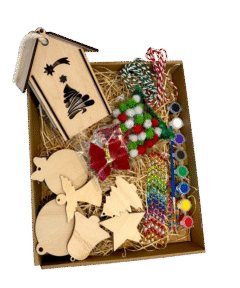 Kreatywny zestaw świąteczny DIY latarenka świąteczna/lampka nocna, choinka oraz bombki