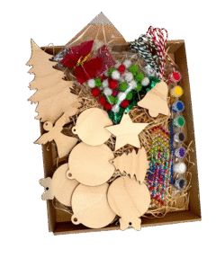 Kreatywny zestaw świąteczny DIY drewniane bombki choinkowe oraz ozdobna choinka