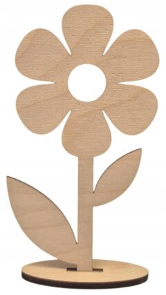 Drewniany KWIAT 15x8 cm do ozdabiania na podstawce - PREZENT DLA BABCI MAMY